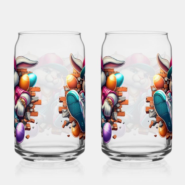 Vaso Con Forma De Lata Gracioso hip hop Gangster Bunny Easter Urban Desig (Derecha)