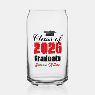 Vaso Con Forma De Lata Graduación Personalizada en Rojo Clase de 2026