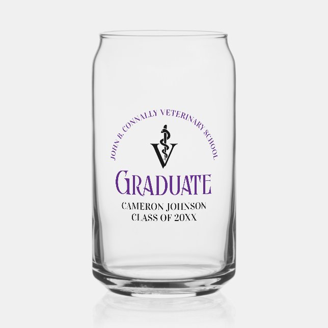 Vaso Con Forma De Lata Graduación Purple Veterinary School Personalizada (Anverso)