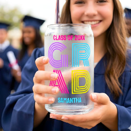 Vaso Con Forma De Lata Graduación Retro Neon Grad