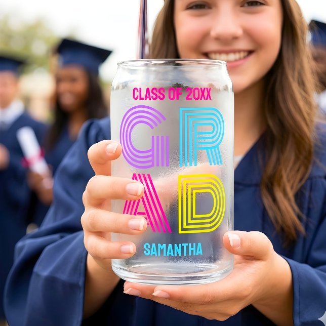 Vaso Con Forma De Lata Graduación Retro Neon Grad (Subido por el creador)