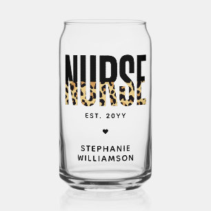 Vaso Con Forma De Lata Graduación RN de impresión de leopardo de enfermer