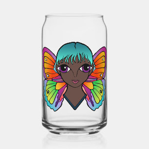 VASO CON FORMA DE LATA GRANDES OJOS Y MARIPOSAS