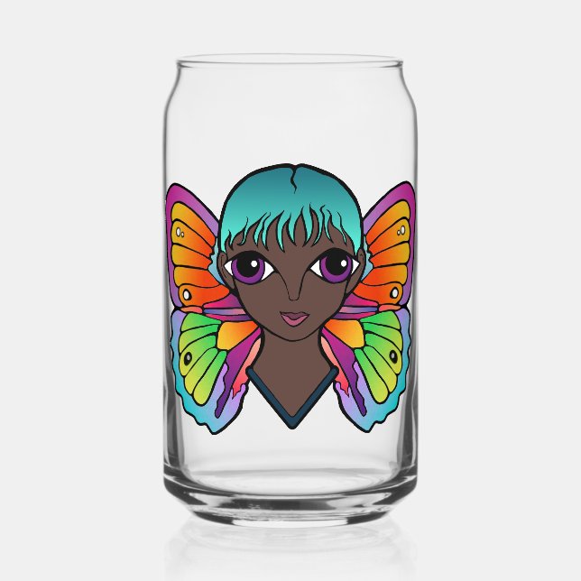 VASO CON FORMA DE LATA GRANDES OJOS Y MARIPOSAS (Anverso)
