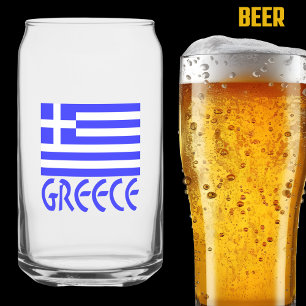 Vaso Con Forma De Lata Grecia con bandera griega azul