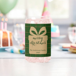 Vaso Con Forma De Lata Green Plaid Christmas Festive Pattern -