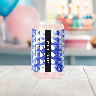 Vaso Con Forma De Lata Griego de la llave del andén azul, tu nombre, pers