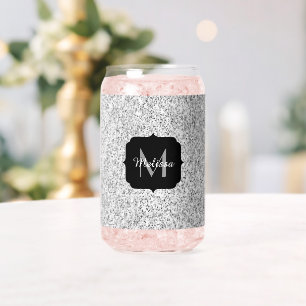 Vaso Con Forma De Lata Gris plateado chispas Personalizado giratorio Mono