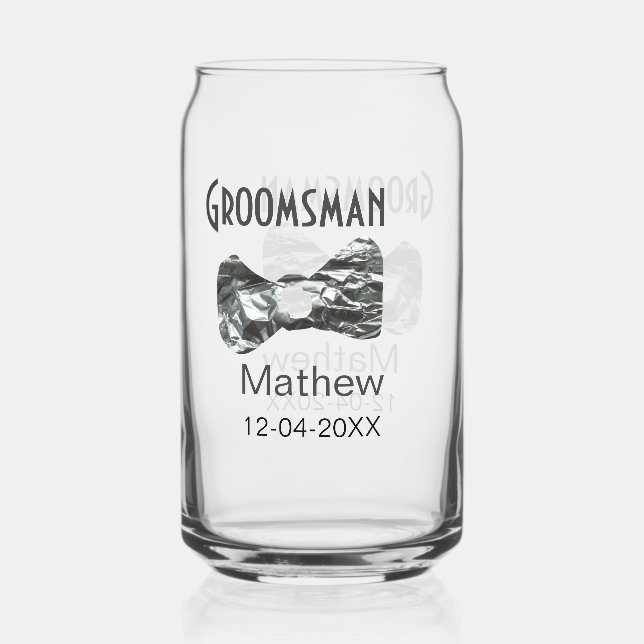 Vaso Con Forma De Lata Groomsman agregar nombre fecha año de referencia d (Anverso)
