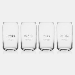Vaso Con Forma De Lata Groomsmen obsequia Iniciales de Monograma Moderno 