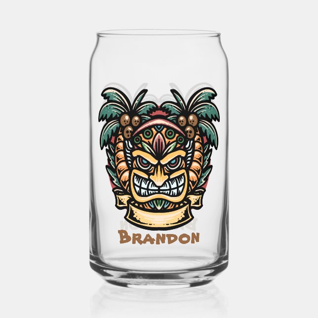 Vaso Con Forma De Lata Guay Hawaii tiki fiesta añadir nombre (Anverso)