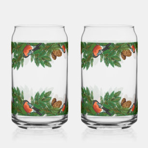 Vaso Con Forma De Lata Guirnalda de Navidad con piñas y pájaros