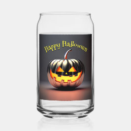 Vaso Con Forma De Lata Halloween de calabaza brillante