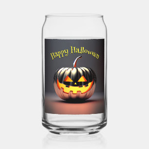Vaso Con Forma De Lata Halloween de calabaza brillante