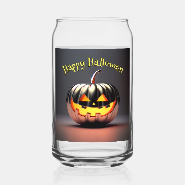 Vaso Con Forma De Lata Halloween de calabaza brillante (Anverso)