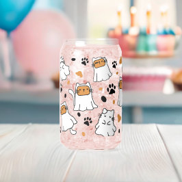 Vaso Con Forma De Lata Halloween fantasma de un gato bonito