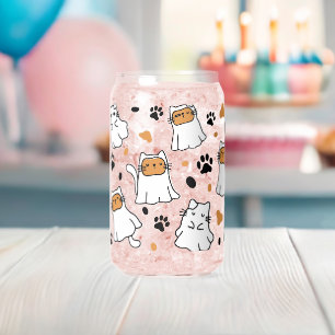 Vaso Con Forma De Lata Halloween fantasma de un gato bonito