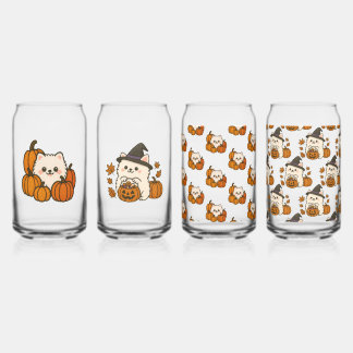 Vaso Con Forma De Lata Halloween Pomeranians – Set van 4 Glazen