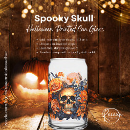 Vaso Con Forma De Lata Halloween Skull Spooky Printeen Can Glass