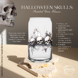 Vaso Con Forma De Lata Halloween Skulls Design Drinkware Set