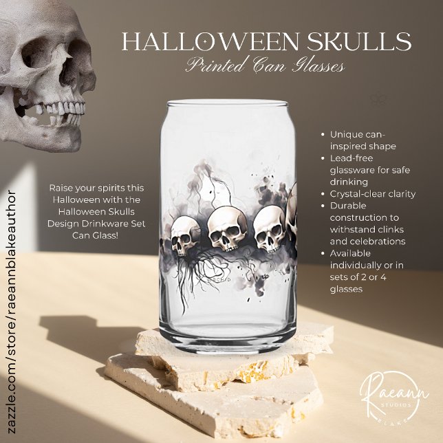 Vaso Con Forma De Lata Halloween Skulls Design Drinkware Set (Subido por el creador)