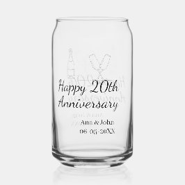 Vaso Con Forma De Lata Happy 20th anniversary champagne bottle glass name