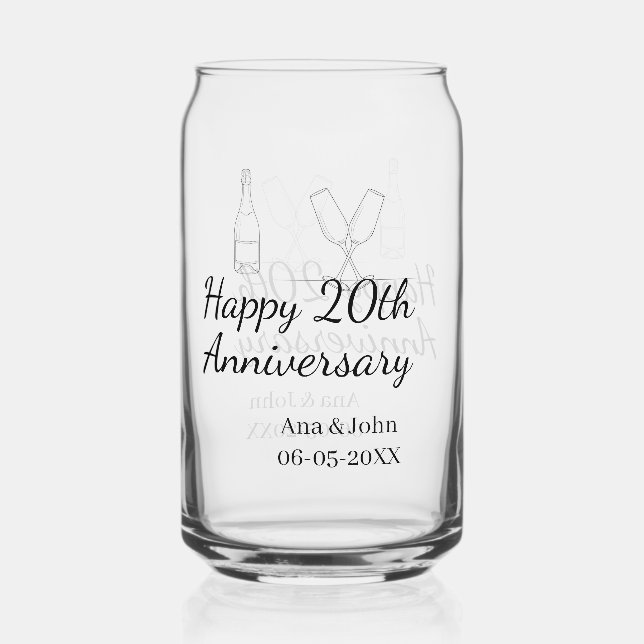 Vaso Con Forma De Lata Happy 20th anniversary champagne bottle glass name (Anverso)