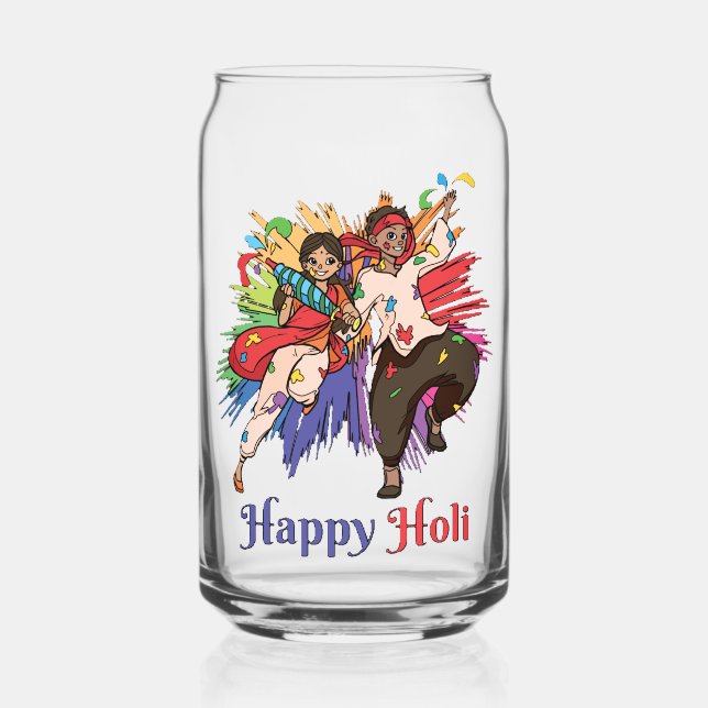Vaso Con Forma De Lata Happy Holi (Anverso)