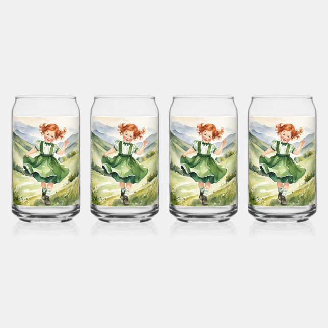 Vaso Con Forma De Lata Happy Red headed girl Drinkware Set (Anverso)