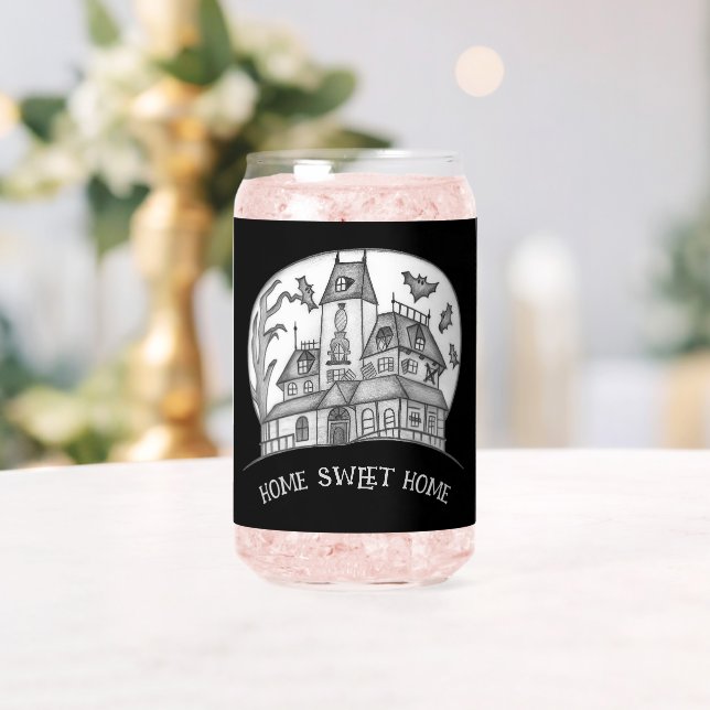 Vaso Con Forma De Lata Haunted House and Bats Halloween  (Insitu (Boda))