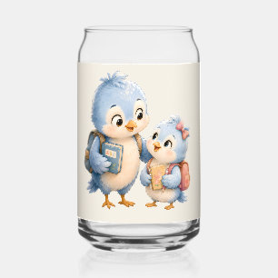 Vaso Con Forma De Lata Hermano y hermana de pájaro azul bebiendo vaso