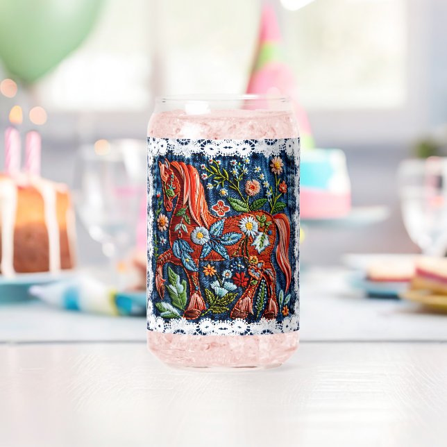 Vaso Con Forma De Lata Hermoso Caballo Bordado (Insitu (Cumpleaños))