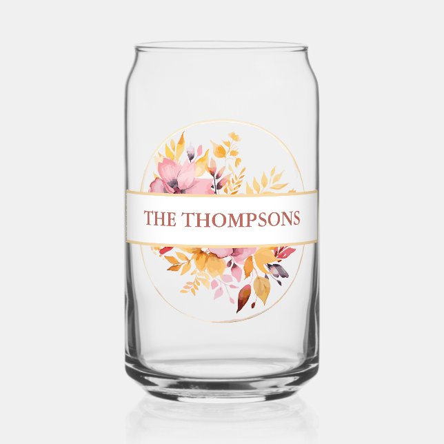 Vaso Con Forma De Lata Hermoso Monograma amarillo dorado Boda (Anverso)