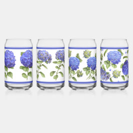 Vaso Con Forma De Lata Hidrángulos Azules El Arte Botánico Can Glass Set