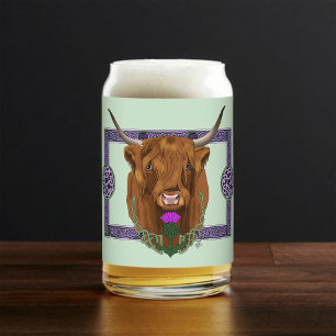 Vaso Con Forma De Lata Highland Scottish Cow Purple Celtic Knot Work