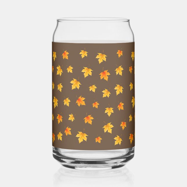 Vaso Con Forma De Lata Hojas de arce sobre fondo marrón (Anverso)