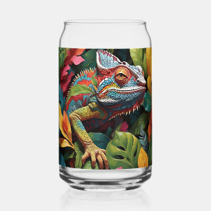 Vaso Con Forma De Lata Hojas de lagarto y lata de cerveza de color