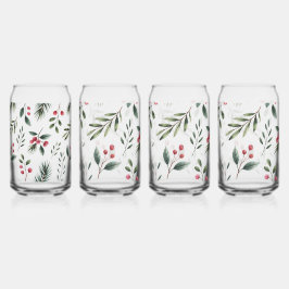 Vaso Con Forma De Lata Holly Berry Wreath
