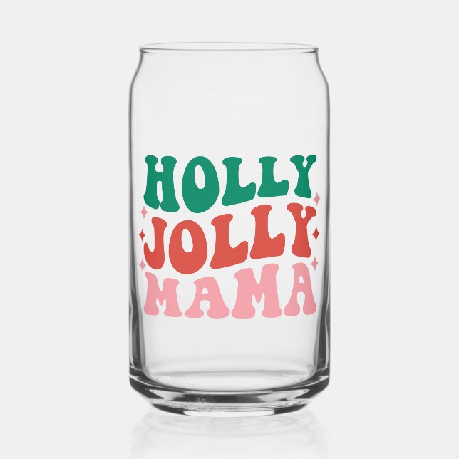 Vaso Con Forma De Lata Holly Jolly Mama - Fun Holiday Design (Anverso)