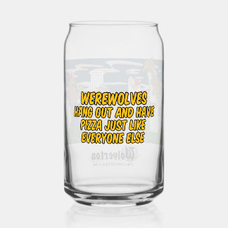 Vaso Con Forma De Lata Hombres lobo disfrutando Pizza Vidrio