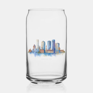 Vaso Con Forma De Lata Horizonte de la ciudad de Boston en acuarela Mod
