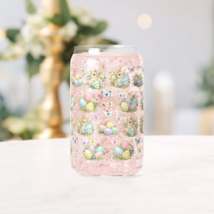 Vaso Con Forma De Lata Huevos y conejos de Pascua de pastel Flores y mari