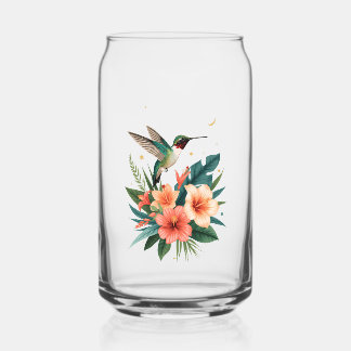 Vaso Con Forma De Lata Hummingbird Bloom Glass Tumbler