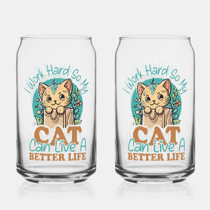 Vaso Con Forma De Lata Humor identificable "Trabajar duro para mi gato"