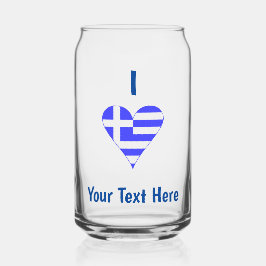 Vaso Con Forma De Lata I (Bandera Griega Corazón Funky) Su Texto