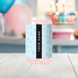 Vaso Con Forma De Lata Ice Blue Snowflakes, su nombre, Personalice