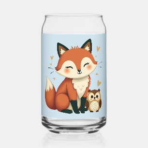 Vaso Con Forma De Lata Ilustración caprichosa del bosque de zorro y búho