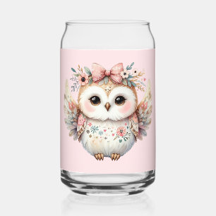 Vaso Con Forma De Lata Ilustración de búho boho kawaii