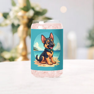 Vaso Con Forma De Lata Ilustración de cachorro de pastor alemán lindo en 