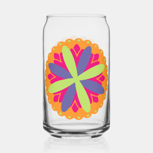 Vaso Con Forma De Lata ilustracion de formas florales naranjas